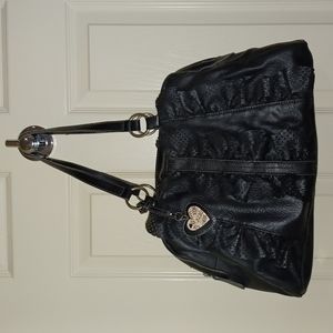 XOXO Ruffle Design Shoulder Bag Soft Faux Leather, Black